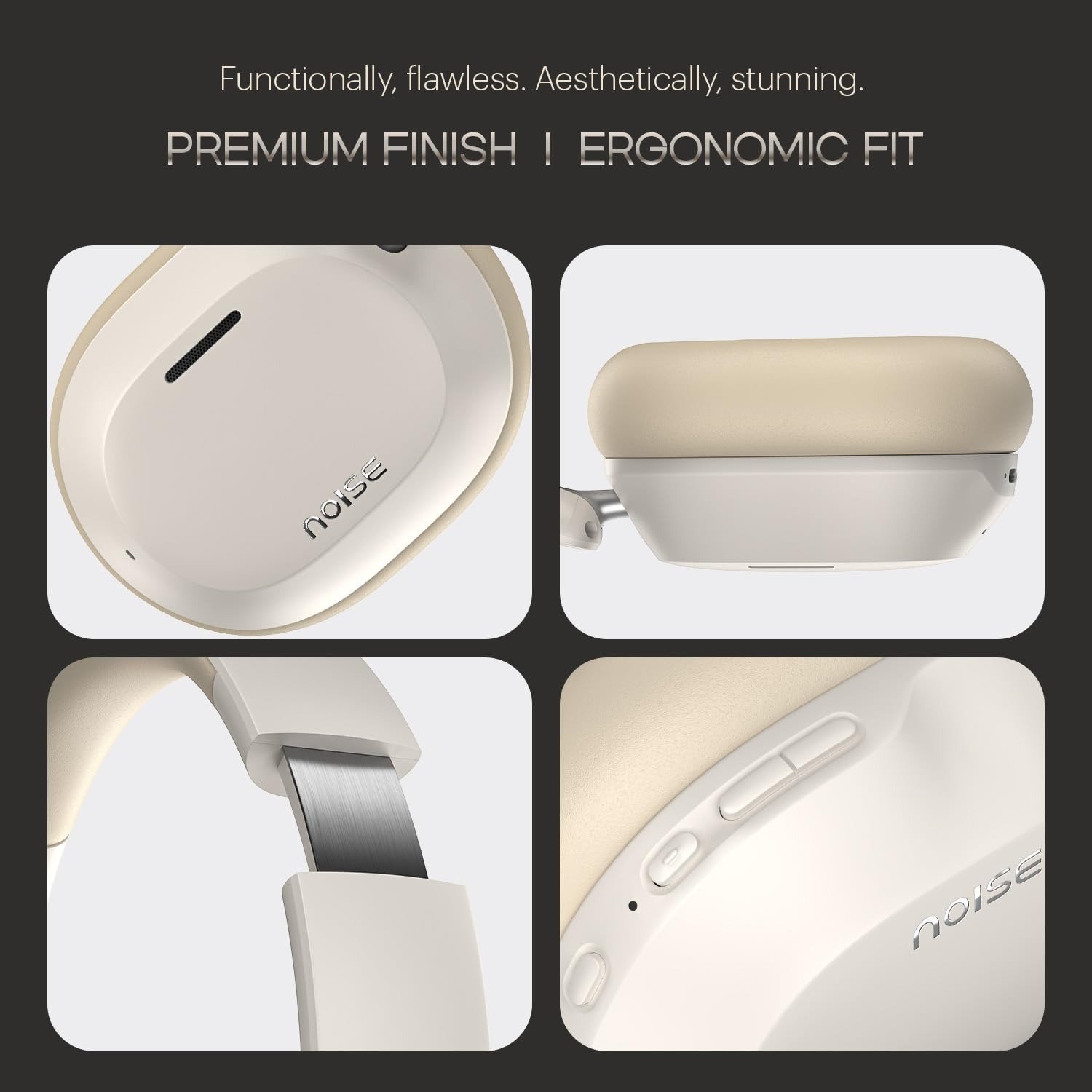 Noise Airwave Max 5 Wireless Over-Ear Headphones with Adaptive Hybrid ANC (up to 50dB), HFA Tech, 80H Playtime, Dual Pairing(Calm Beige) - Image 5