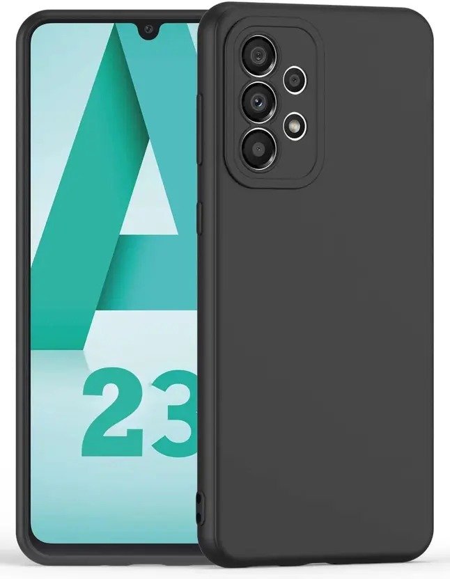RiverForest Back Cover for Samsung Galaxy A23, Soft Liquid Silicone TPU, Camera Protection, Case For Samsung A23 (Black, Dual Protection, Pack of: 1)